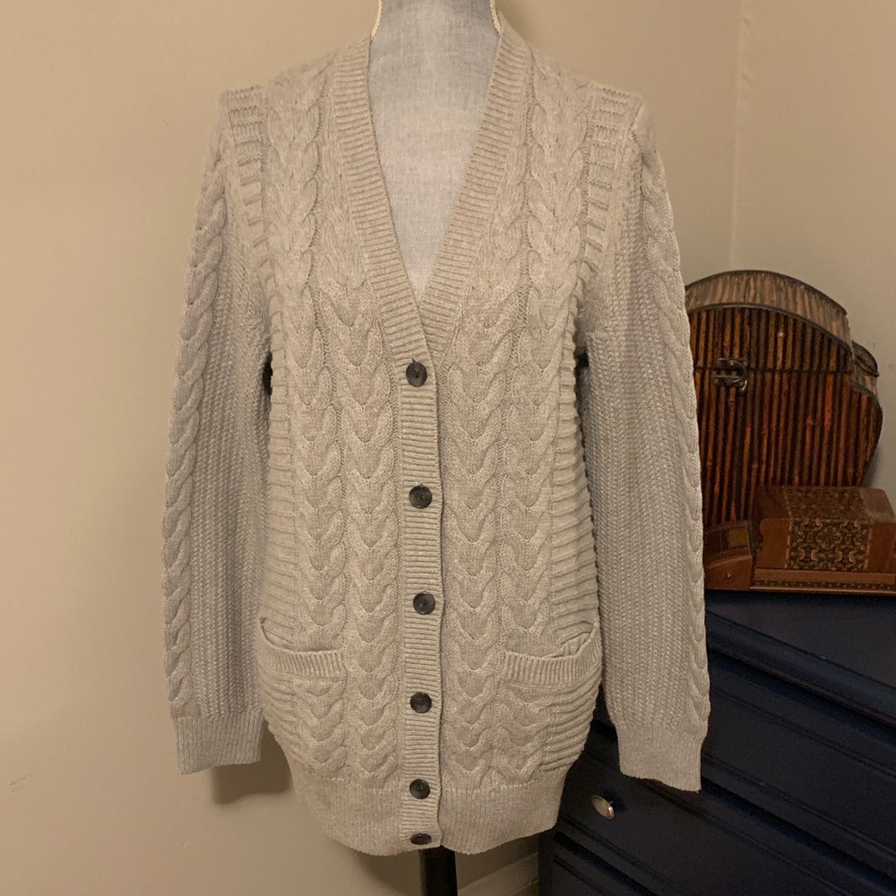 GAP Women’s Grey Cable Knit Cardigan